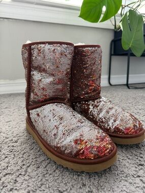 UGG Sequined Brown Shearling-Lined Boots